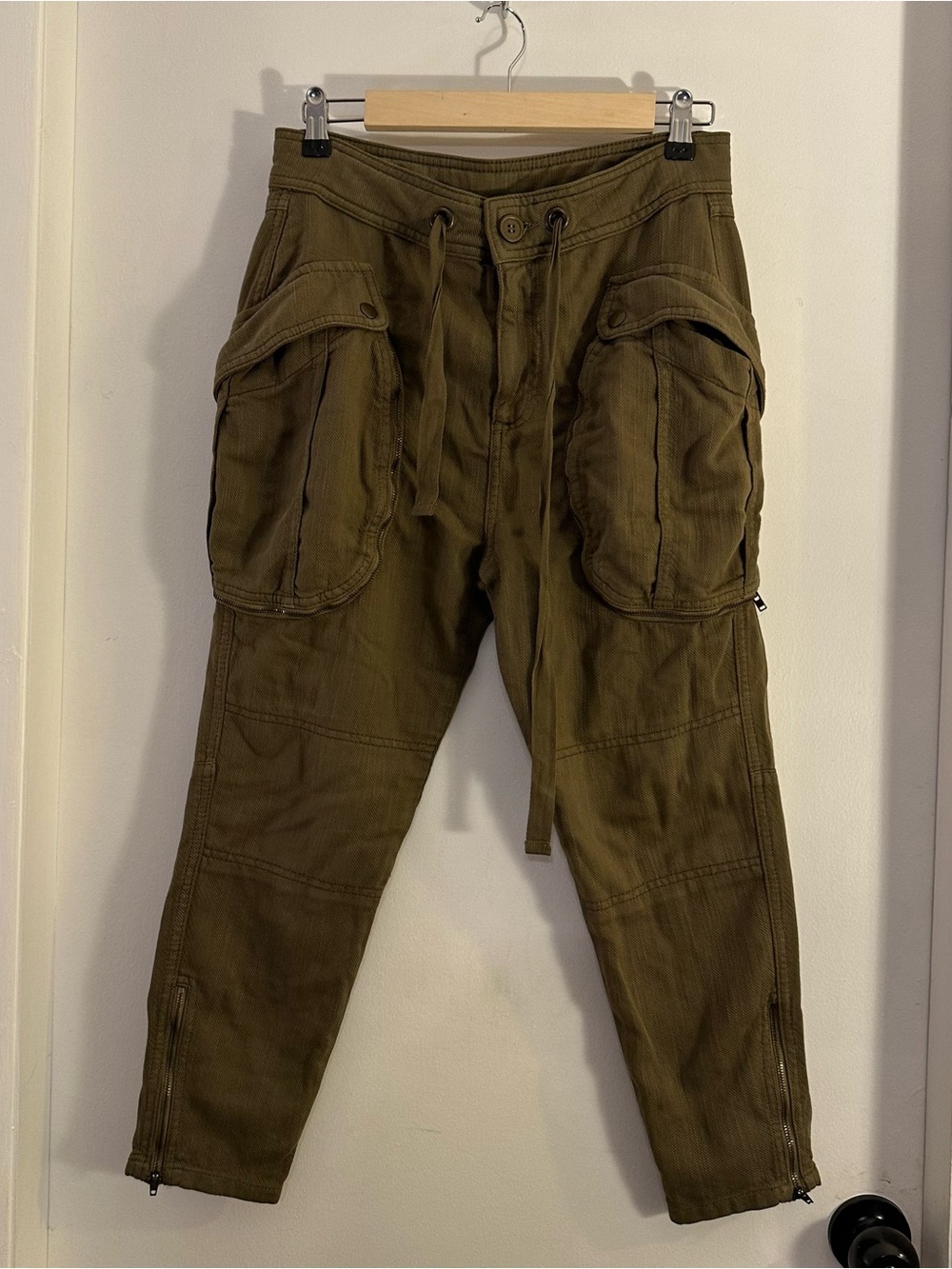 Free People | Olive Green Cargo Pants with Utility Pockets